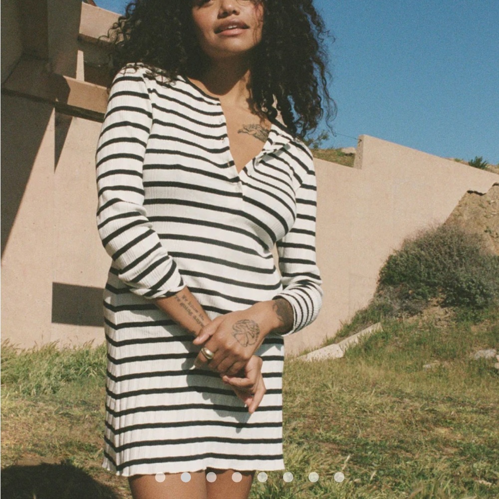 Doen Black and White Striped Dress